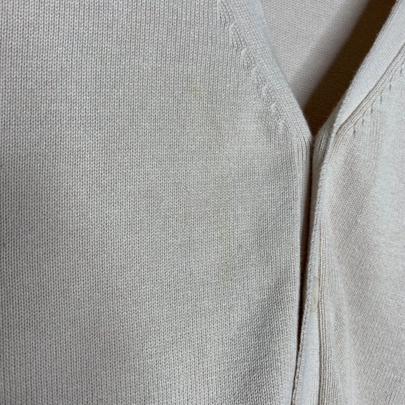 Campure V-Neck Cardigan Cream Button Front Pockets 100% Cotton Long Sleeve Med - Picture 4 of 8